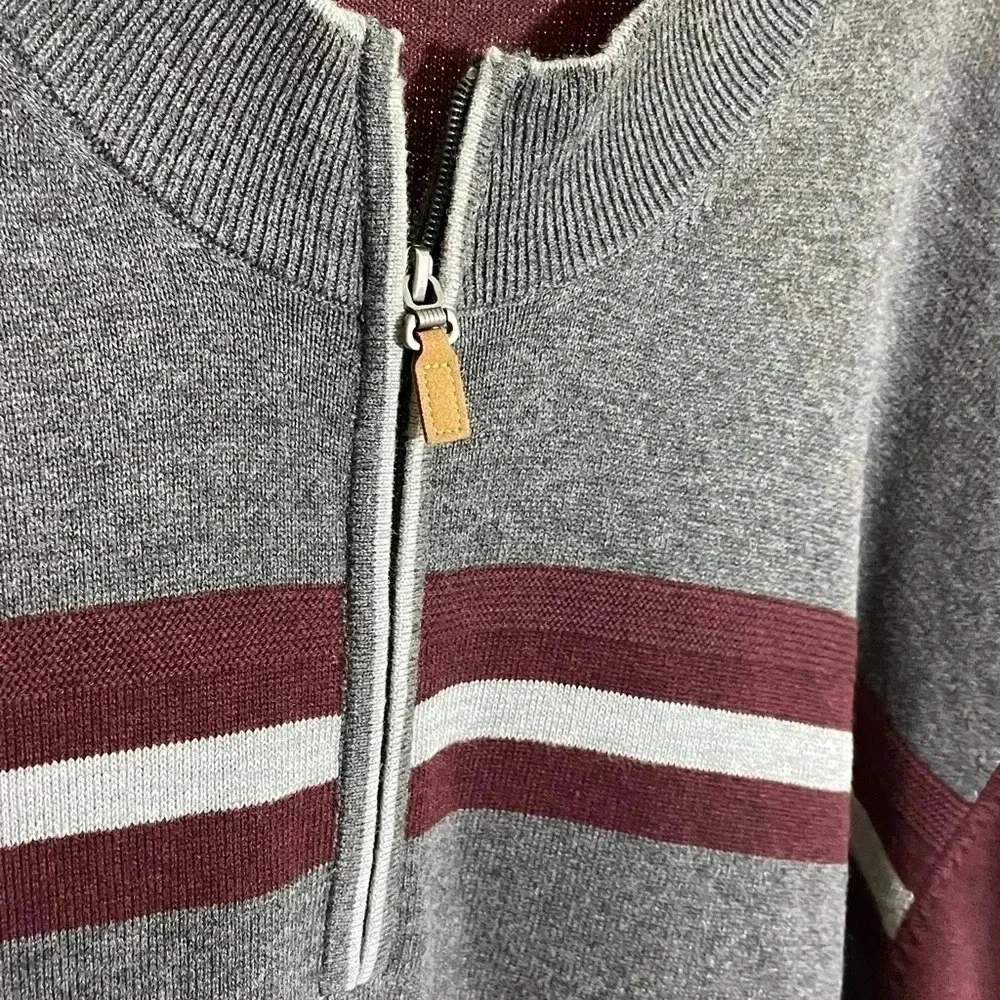 Roundtree & Yorke Men's Size 3XB Pullover Sweater Gray Burgundy Stripe